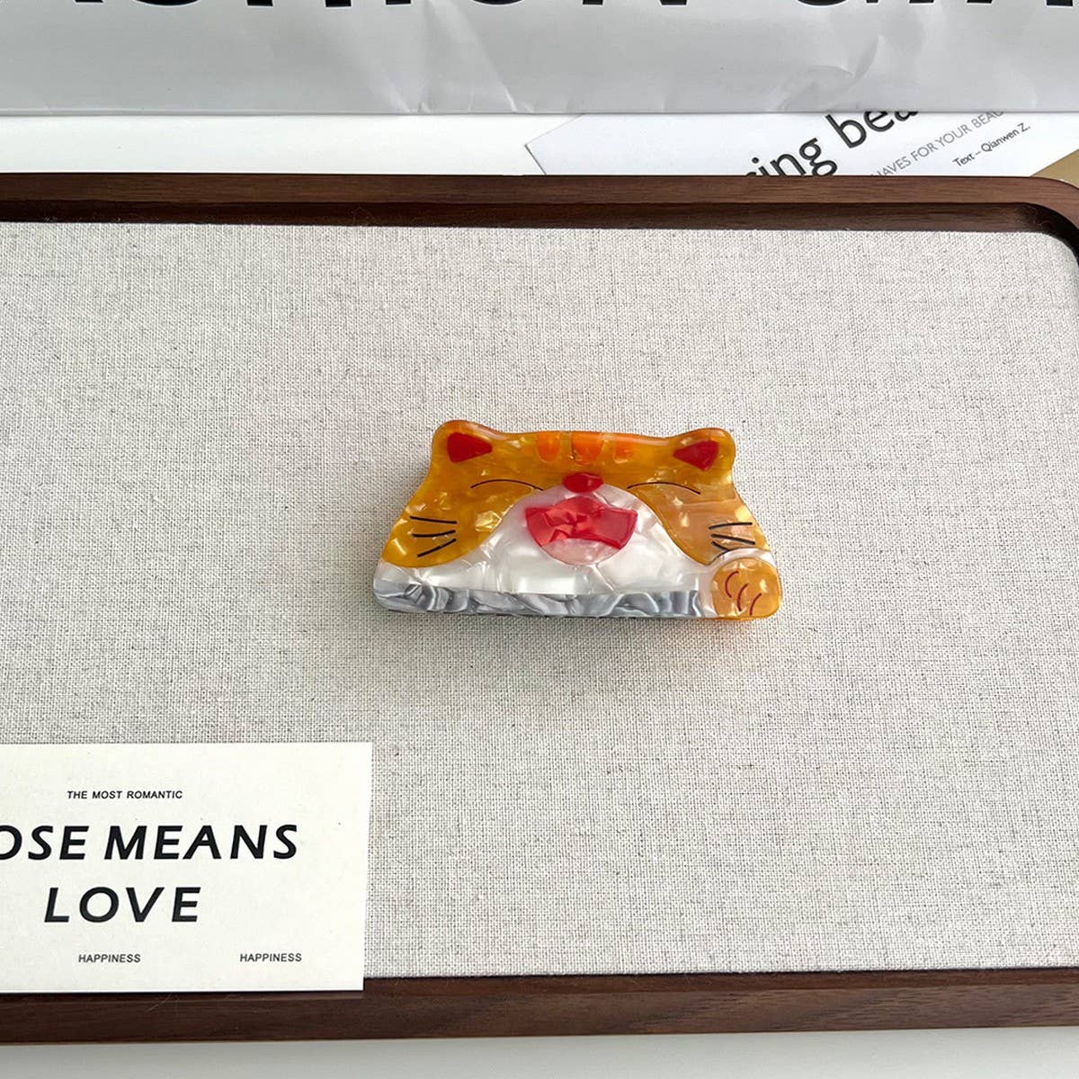 CUTE CARTOON CAT ACETATE HAIR CLIP WITH BUNNY_CWAHA5719