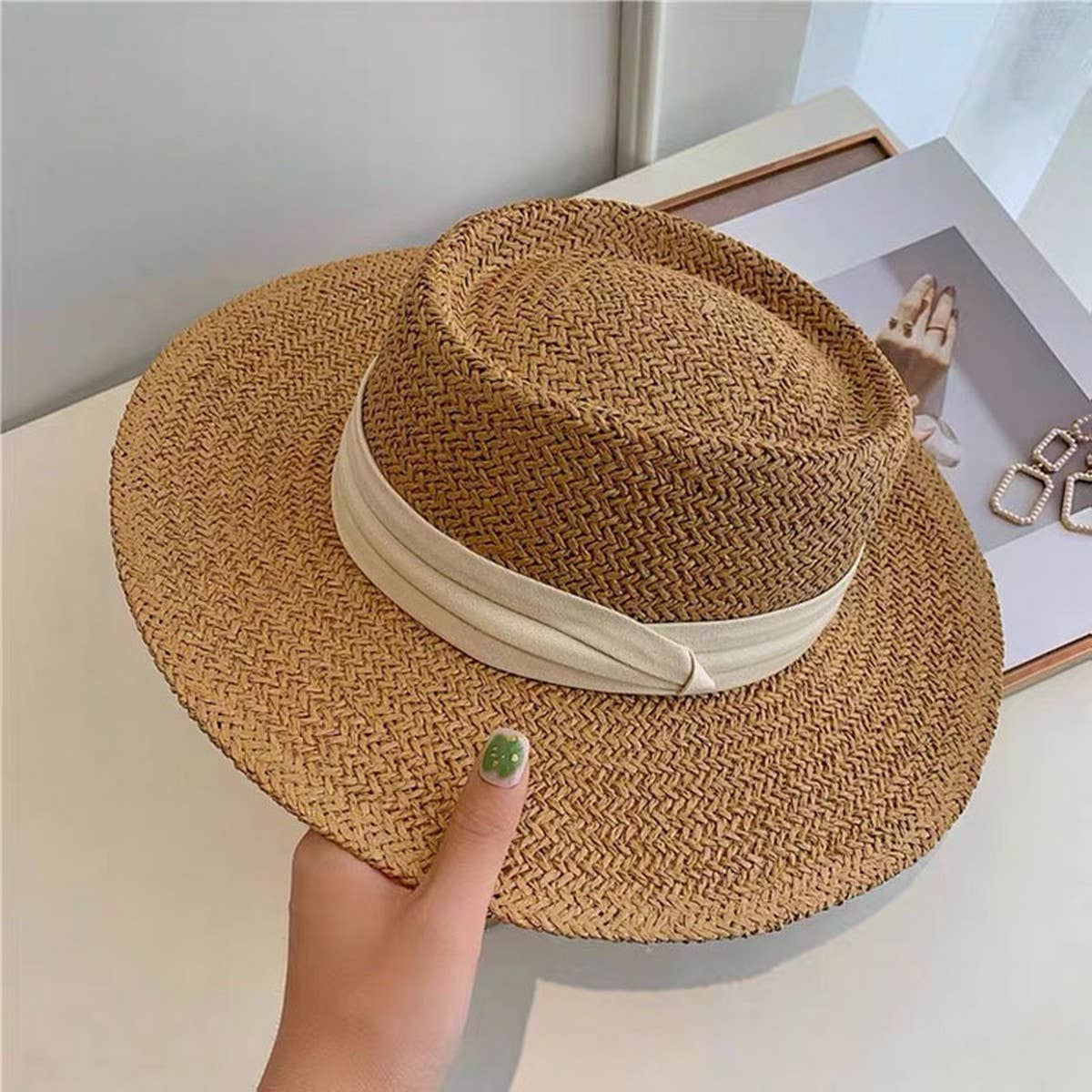 BEACH VACATION SUN FEDORA STRAW HATS FOR WOMEN_CWAH1151