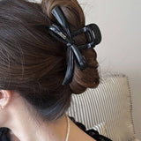 LARGE BOW HAIR CLAW ELEGANT RIBBON SHARK CLIP_CWAHA4019