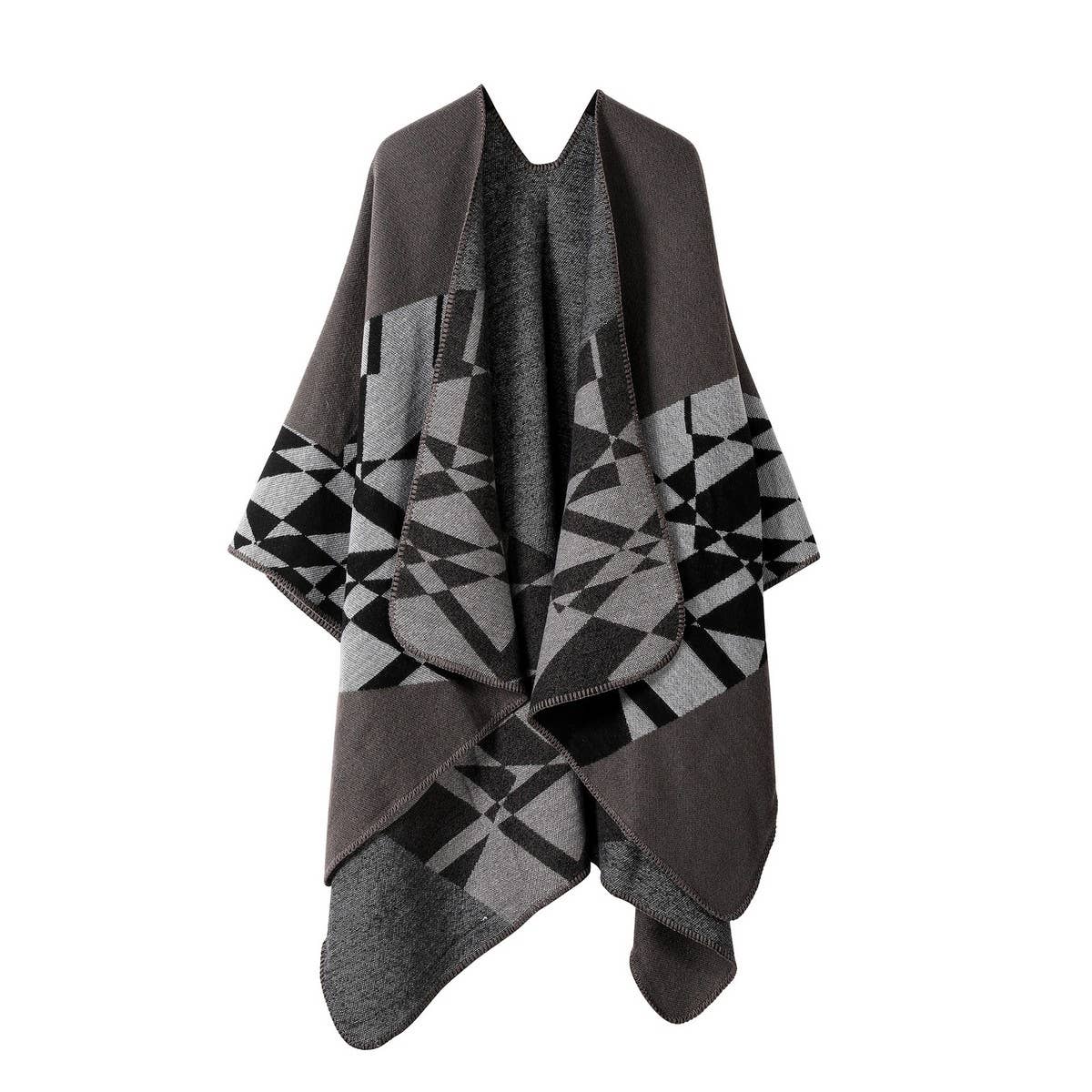 CAPE JACQUARD KNITTED SCARF WARM SHAWL_CWASC2250