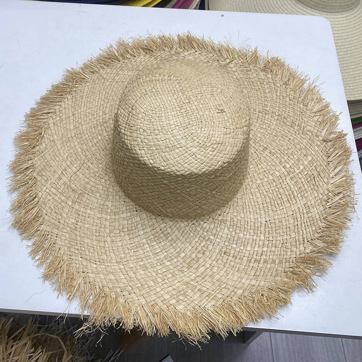 SUMMER LITERARY FUR EDGED SUN HAT_CWAH3396