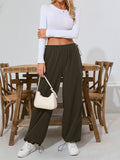 Stretched-Waist Wide-Leg Sportswear Pants