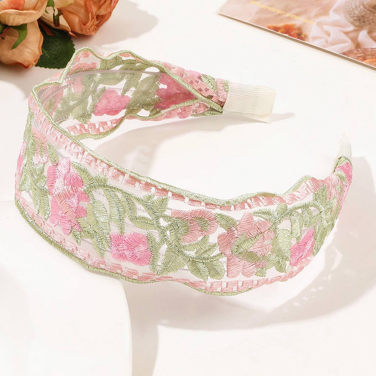 MESH EMBROIDERED FLOWER HEADBAND_CWAHA1651