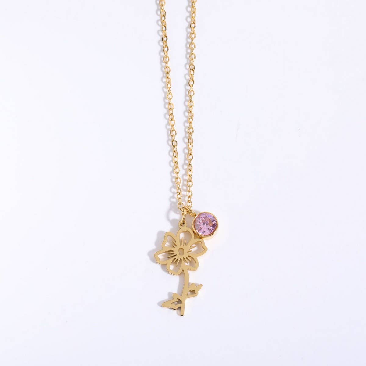 Vintage December Flower Zircon Pendant Bracelet_Cwmm3765