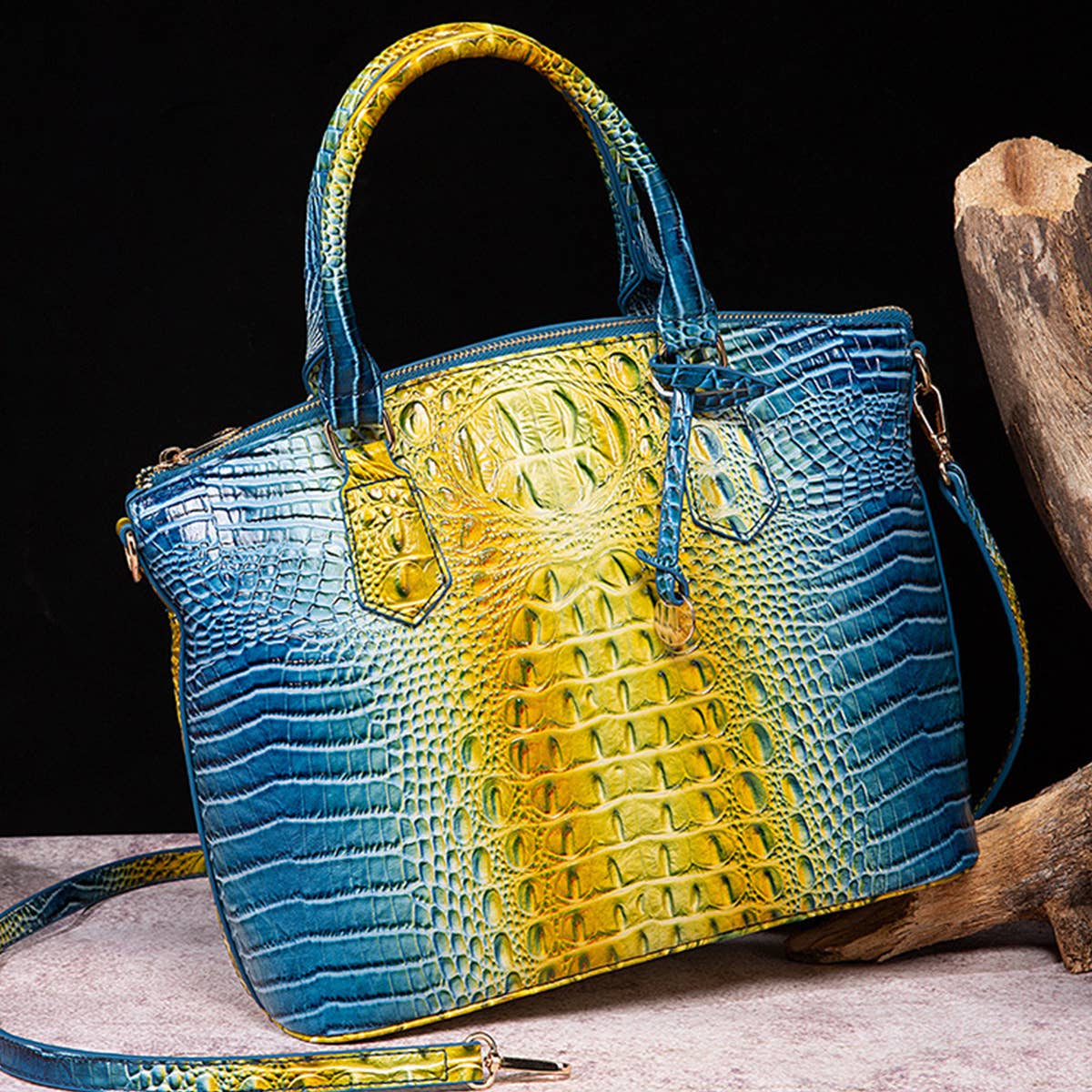 CLASSY CROCODILE PATTERN TOP HANDLE BAG_CWAB0572