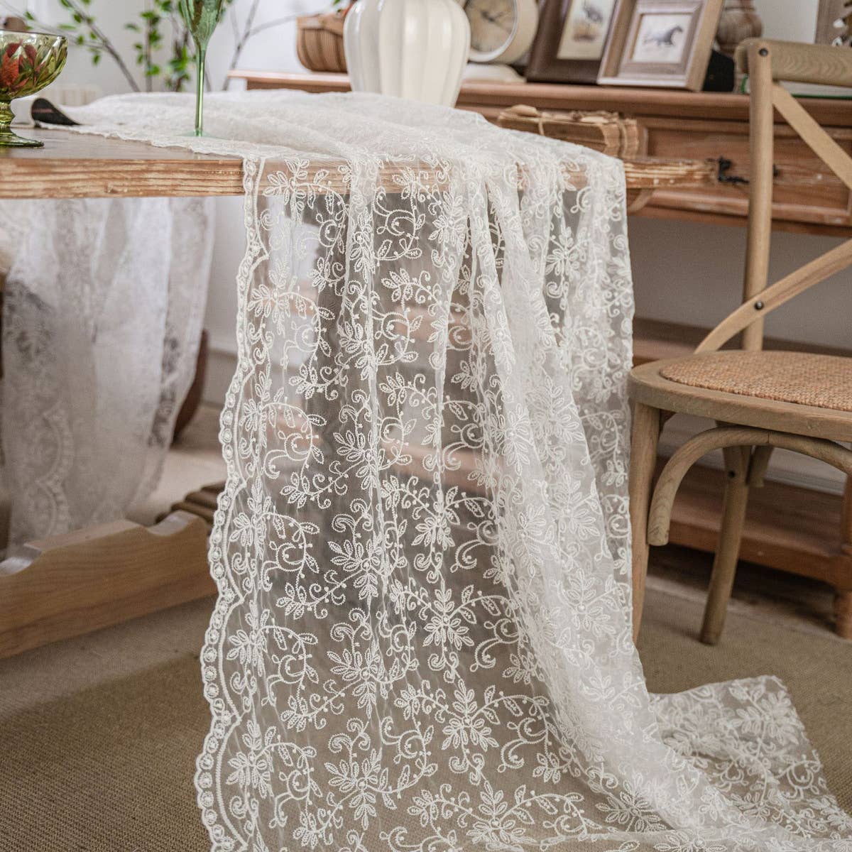 HOME FLOWER EMBROIDERED LACE TABLECLOTH_CWMM0944
