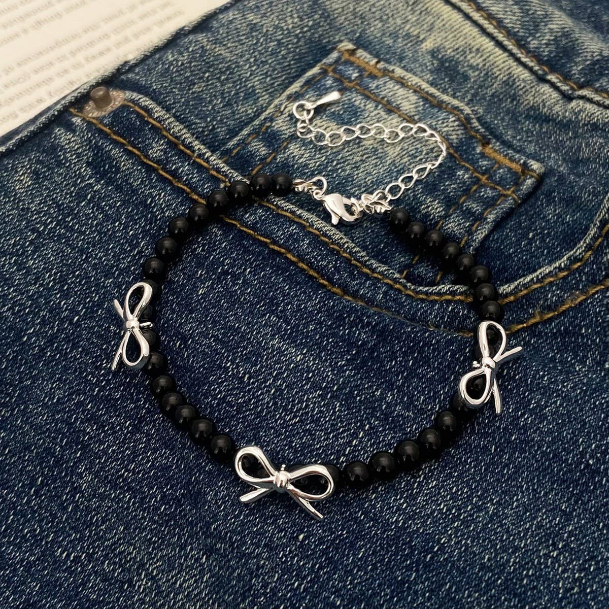 HIGH END RETRO PEARL BOW NECKLACE BRACELET SET_CWAJE3060