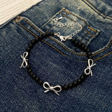 HIGH END RETRO PEARL BOW NECKLACE BRACELET SET_CWAJE3060