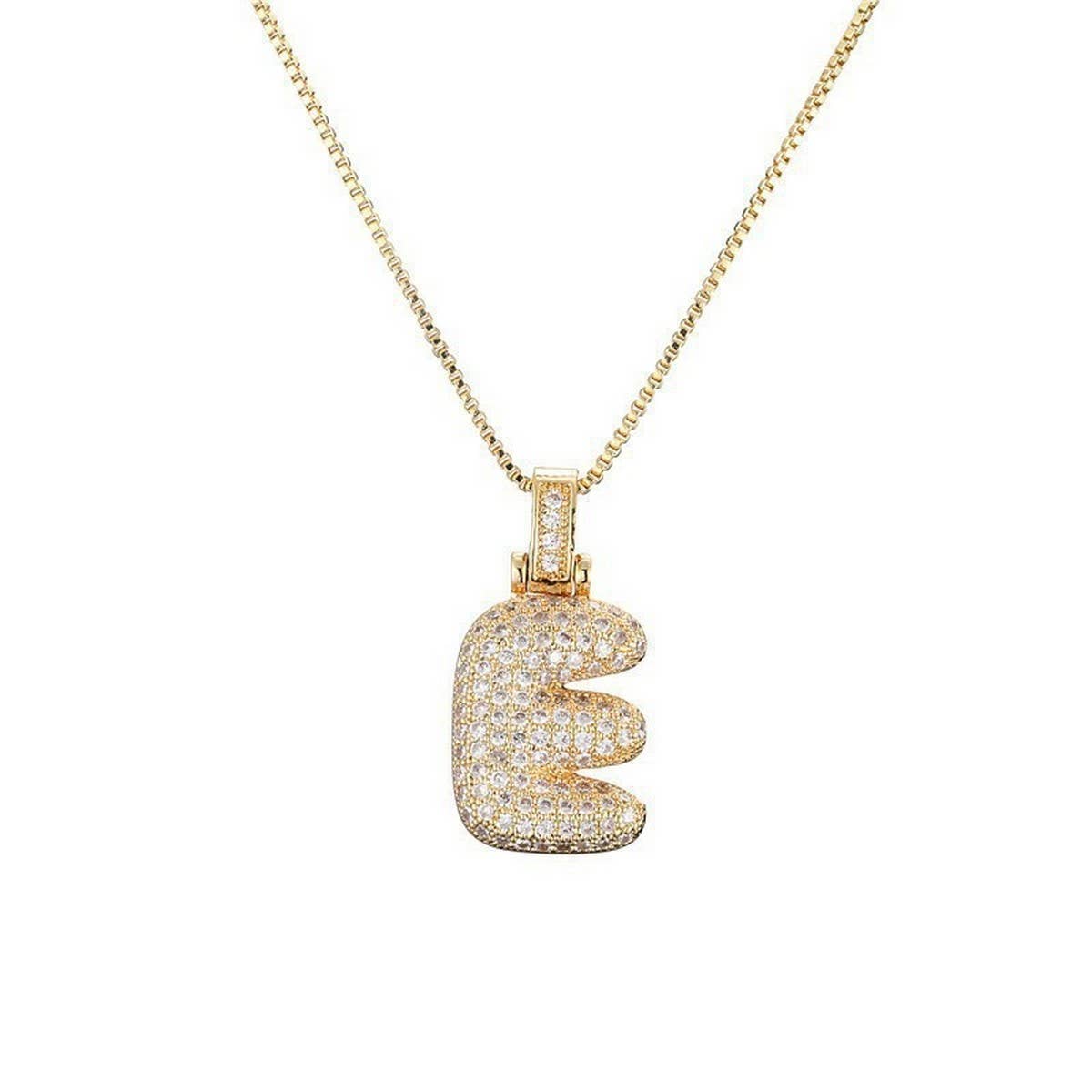 COPPER ZIRCONIA 26 LETTERS PENDANT NECKLACE_CWMM5866
