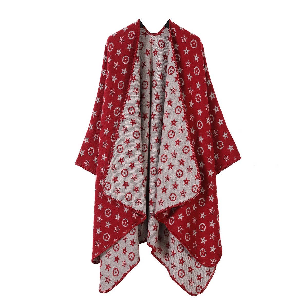 FAUX CASHMERE SHAWL CAPE WITH OUTER CAPE SCARF_CWASC2218