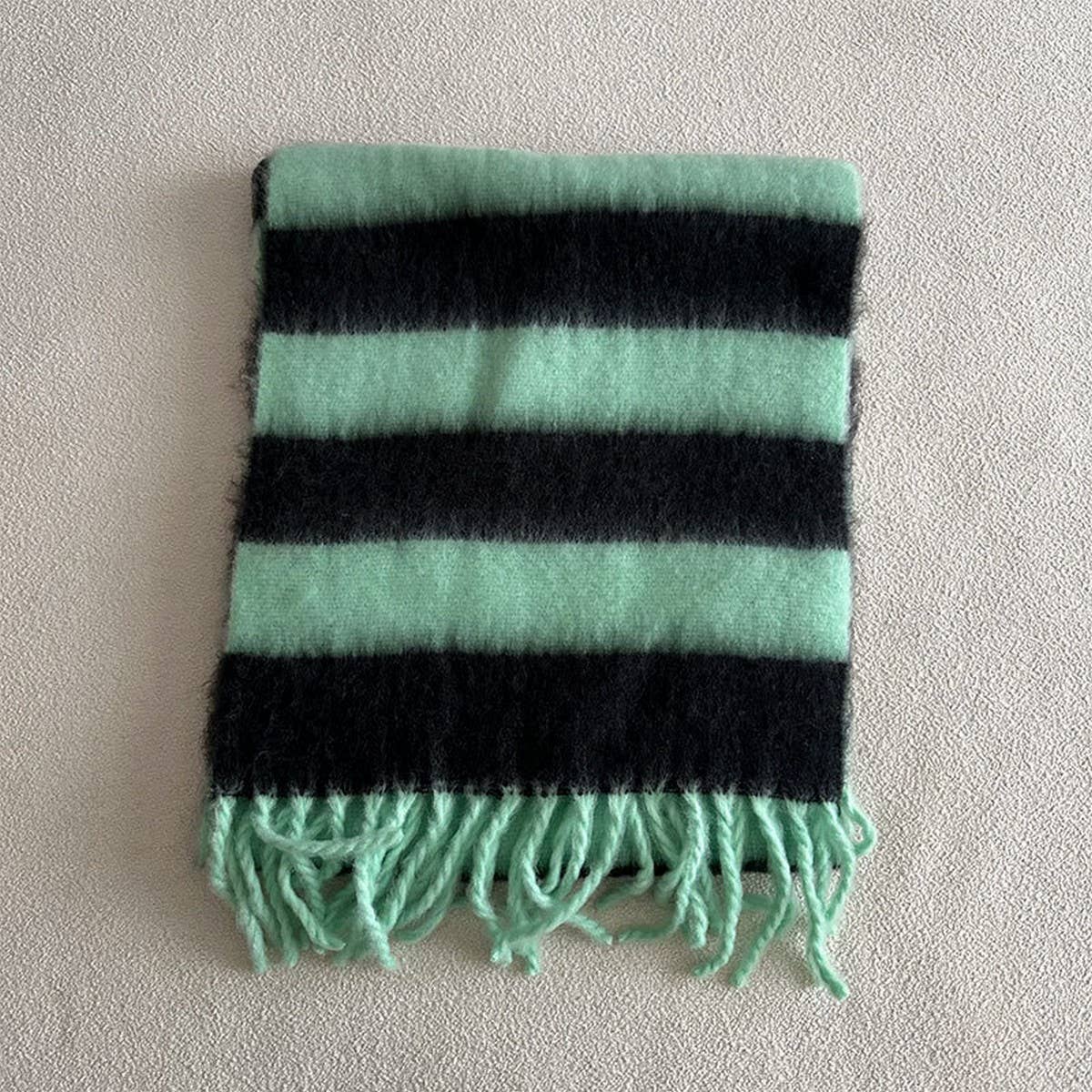 BLUE BROWN STRIPE SCARF THICK WINTER WRAP_CWASC2332