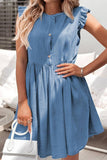 Solid Color Dress With Ruffled Cuffs_Cwdsd2331