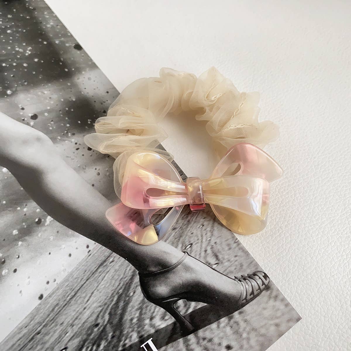 Women Gentle Lace Bow Hair Tie_Cwaha0806