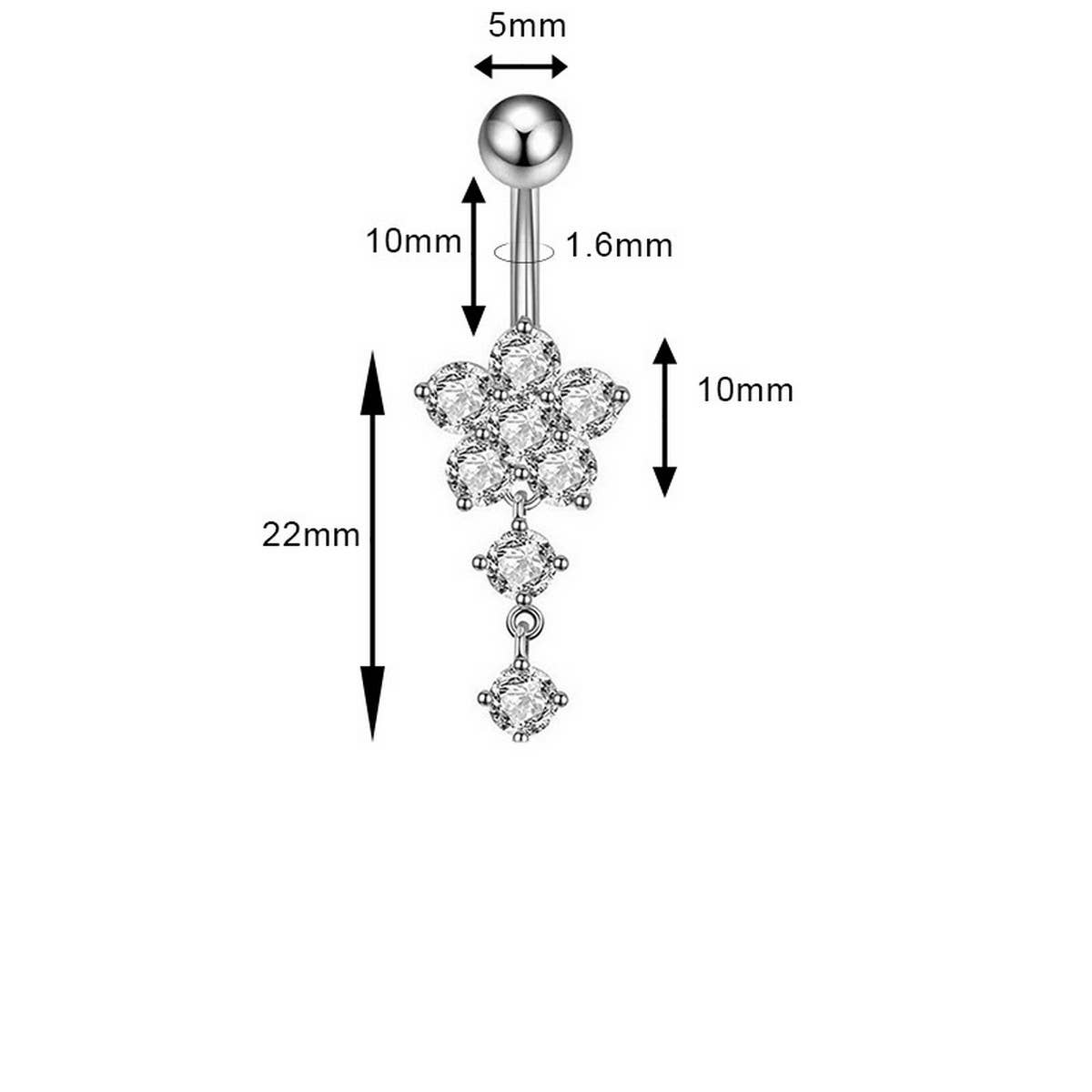 FLOWER CZ BELLY RING HYPOALLERGENIC PIERCING_CWMM9252
