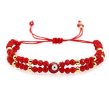 METAL COPPER BEAD RED FORTUNE BRAIDED BRACELET_CWMM3853