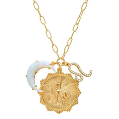 MICRO PAVED ZIRCONIA ZODIAC RUNE PENDANT NECKLACE_CWMM3760