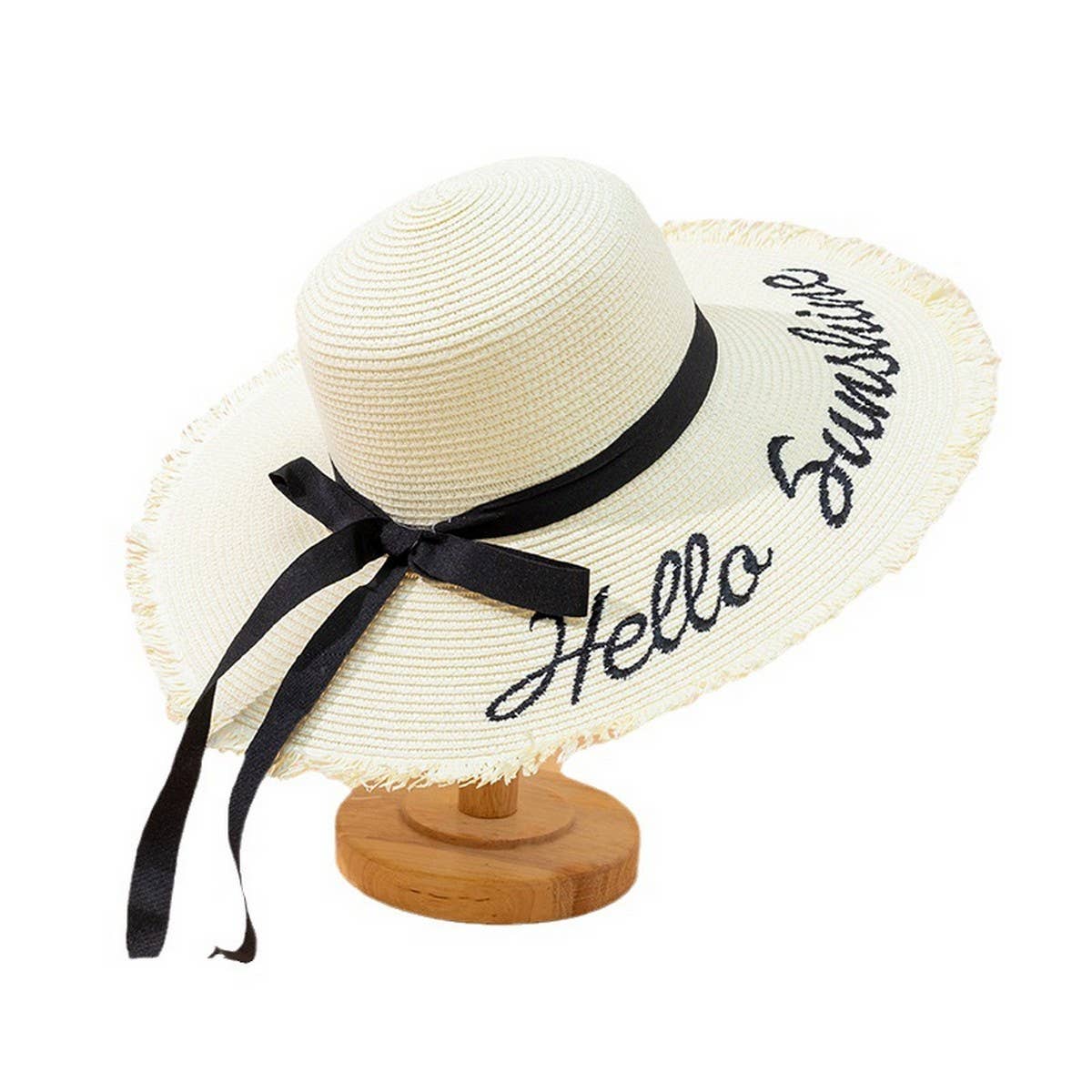 SMALL FRESH LARGE BRIM SUMMER BOW STRAW HAT_CWAH3479