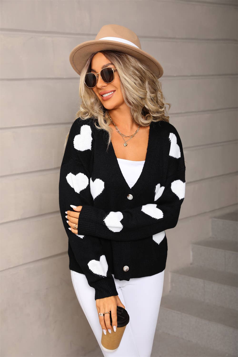 Valentines Day Long-Sleeved Knitted Cardigan