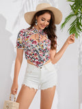 Printed Neck Strap Short-Sleeved T-Shirt
