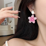 PEACH PINK FLOWER FRESH EARRINGS_CWAJE1624