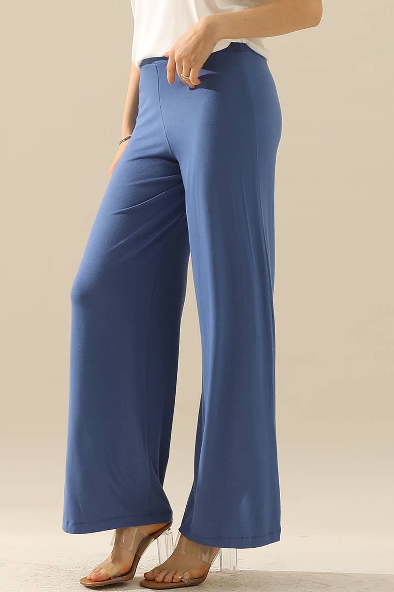 Women Solid Color Baggy Wide Leg Pants_Cwblp397
