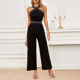 Stretch Knit Halter Halter Sleeveless Romper