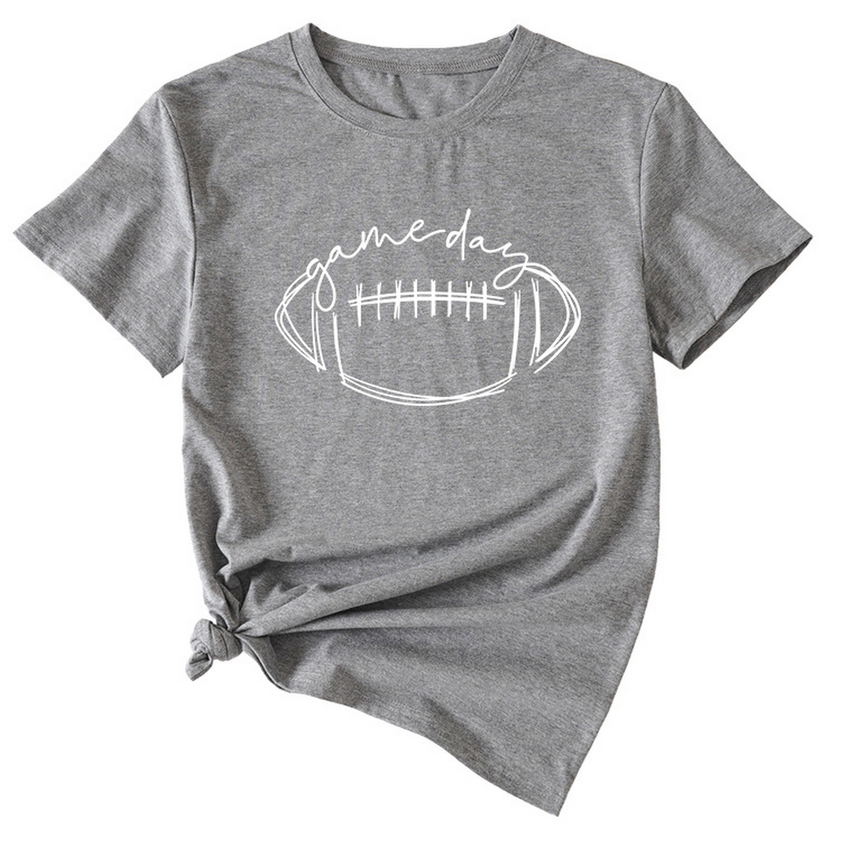 Wome Casual Tee With Fun Football Print_Cwdsd8368