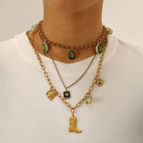 ORIGINAL STEEL NECKLACE WITH OCEAN PENDANT _CWMM8858