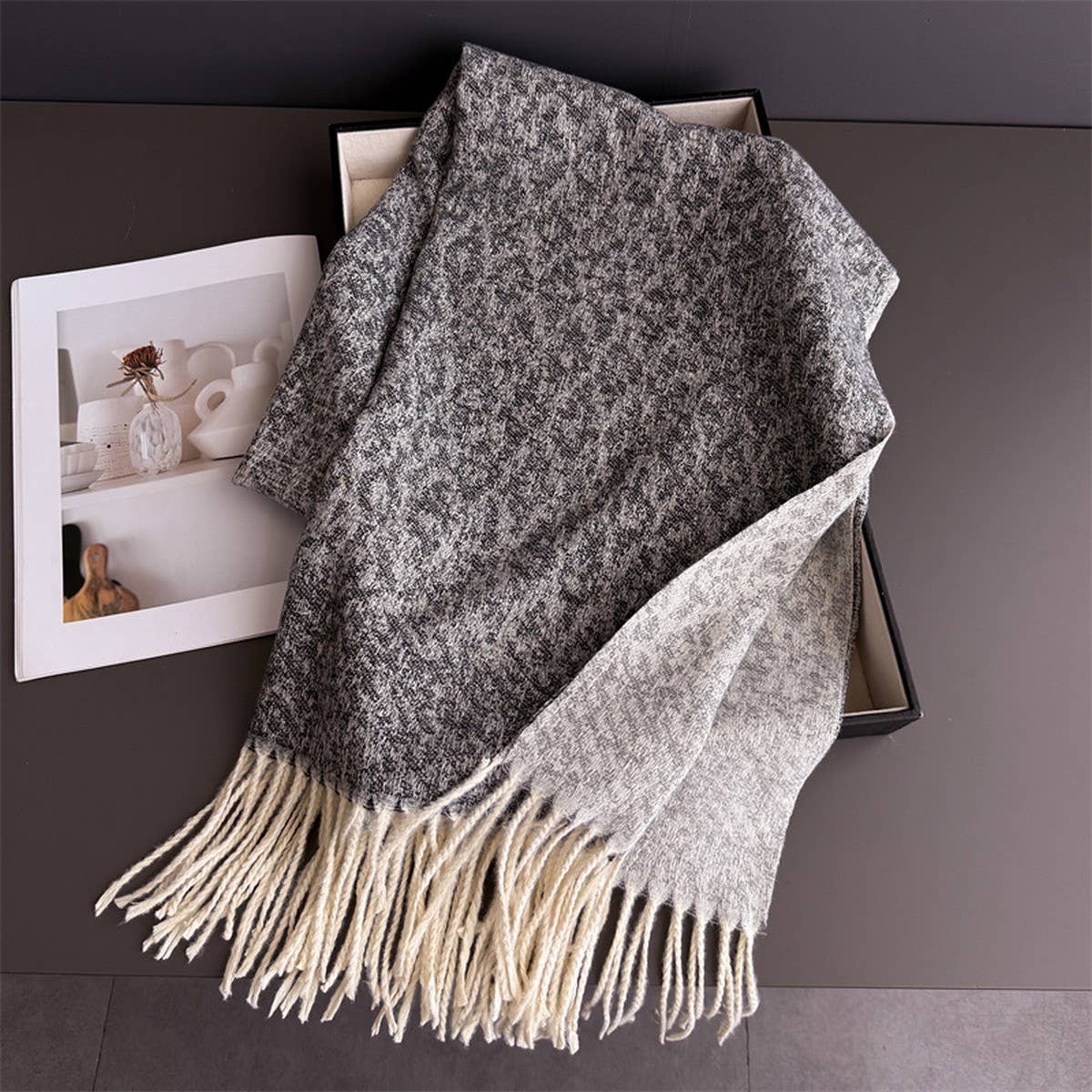 Colorblock Cashmere Feel Soft Warm Tassel Scarf_Cwasc03242