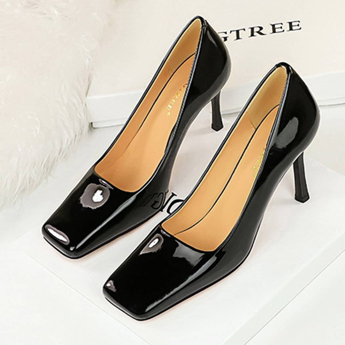 SIMPLE SHALLOW SQUARE TOE HIGH HEELS_CWSHH0113