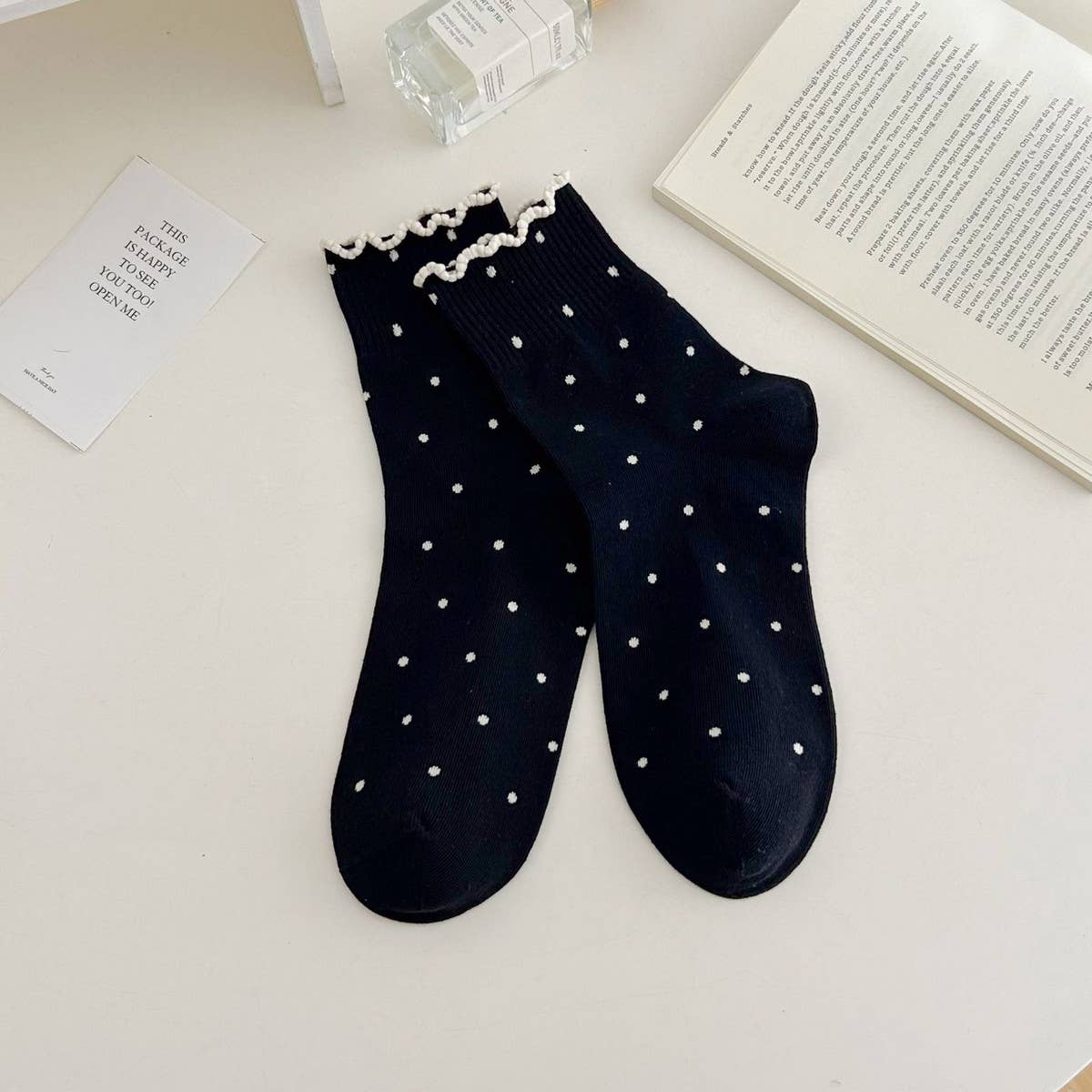 ALL MATCH NEW POLKA DOT MID CALF SOCKS_CWMS0953