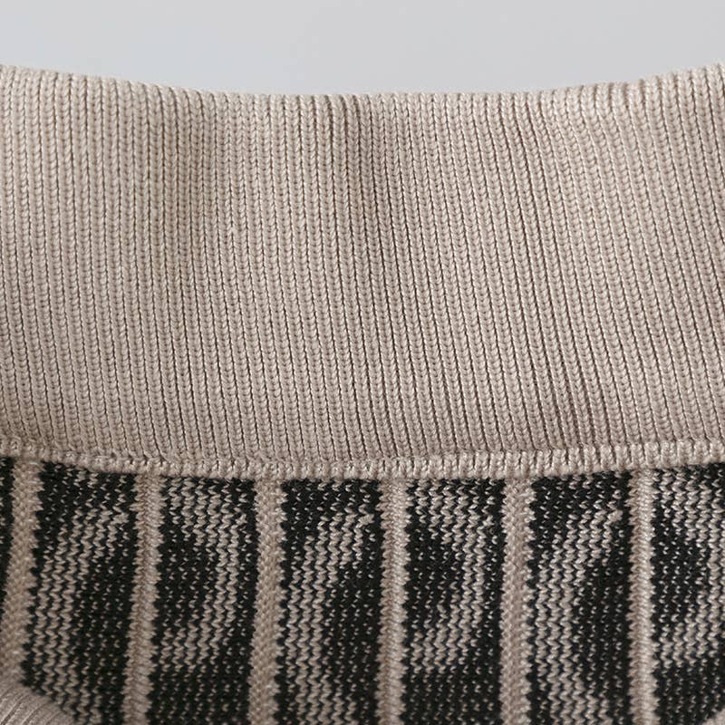 Vintage Leopard Print Contrast Knit Skirt