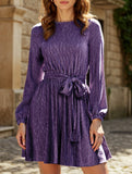 Pure color velvet long-sleeved dress