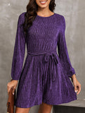 Pure color velvet long-sleeved dress