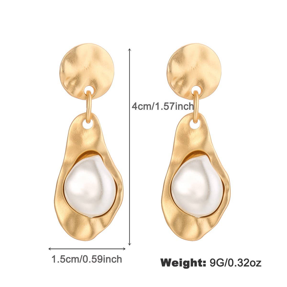 FASHIONABLE PEARL GOLD RIMMED ZINC ALLOY EARRINGS_CWAJE2814