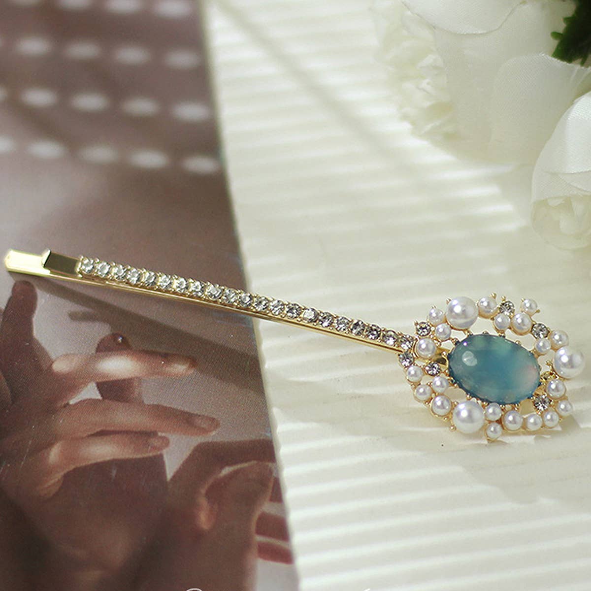 RETRO SIDE EXQUISITE RHINESTONE LEAF HAIR CLIP_CWAHA1225