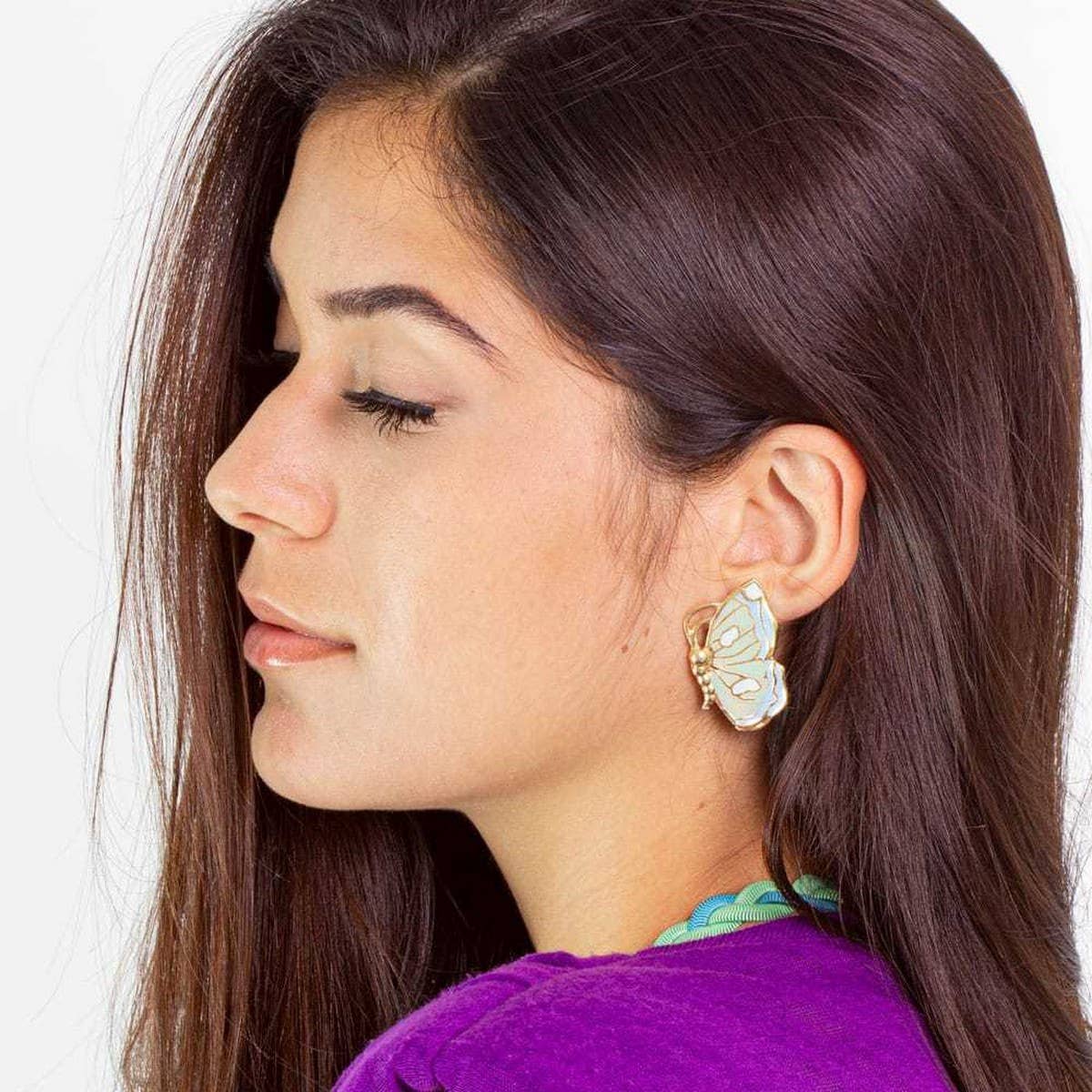 RETRO BUTTERFLY ELEMENT GRADIENT PENDANT EARRINGS_CWAJE1621