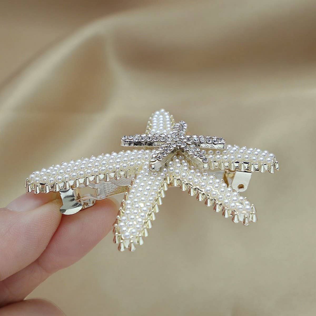STARFISH PEARL SPRING CLIP HAIRPIN CLIP_CWAHA4708
