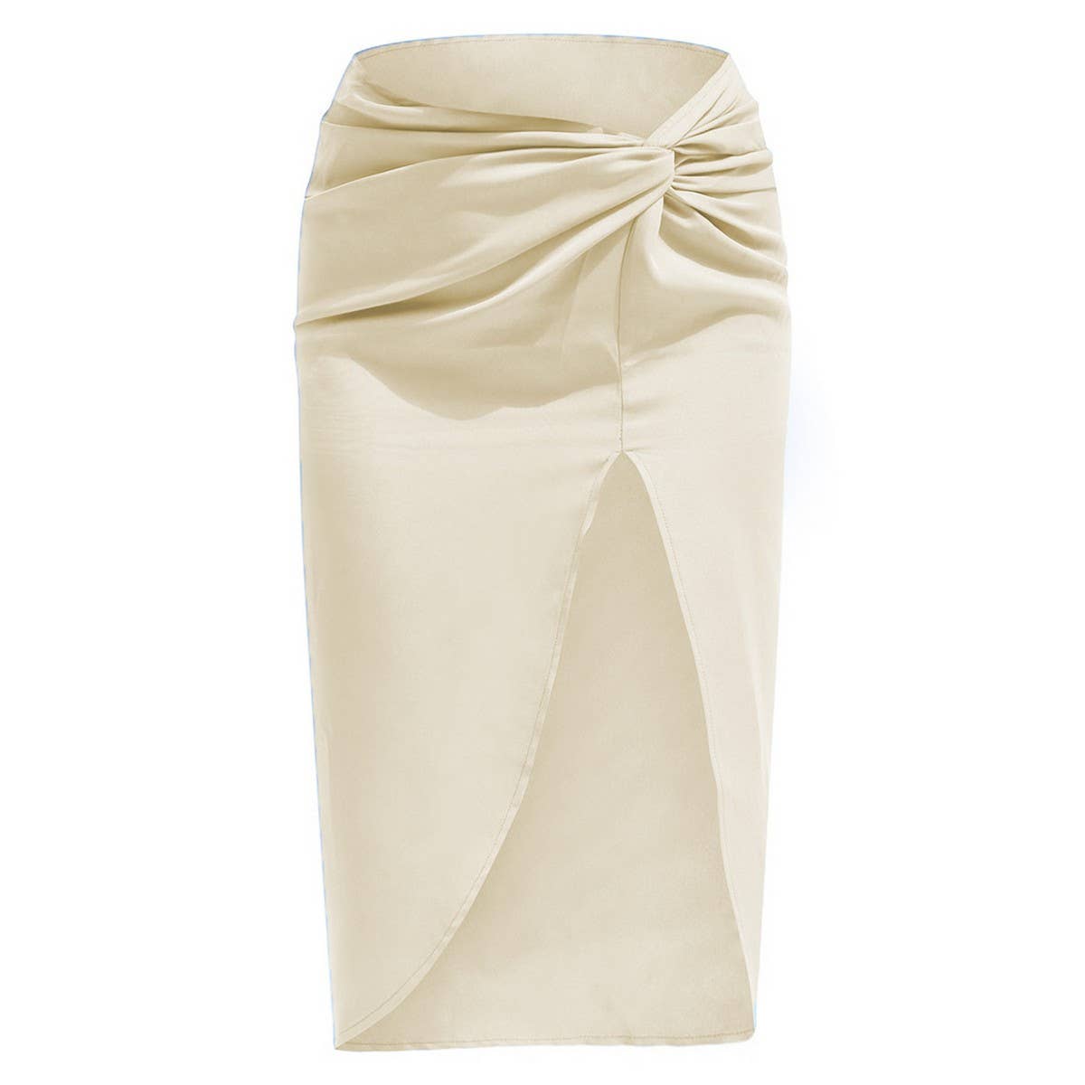 IRREGULAR SOLID COLOR SATIN HIP LENGTH SKIRT_CWBSS0389