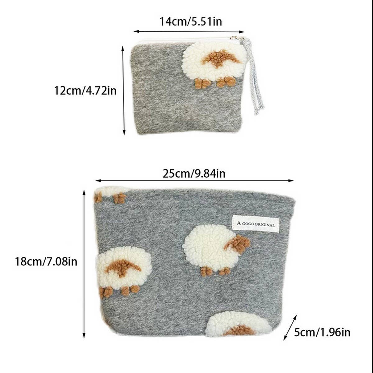 Wool Plush Makeup Bag Large Handheld Travel Pouch_Cuab00764