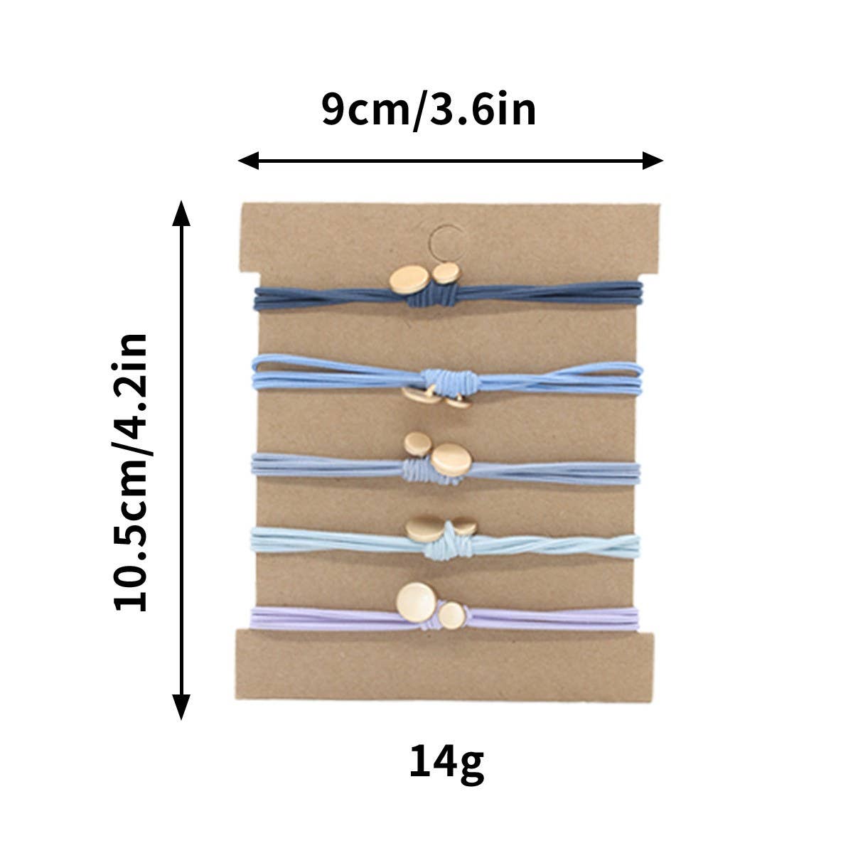 5 CARD MOUNTED GRADIENT SIMPLE HAIR SCRUNCHIES_CWAHA2722