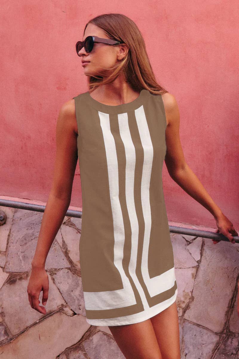 Vacation-Style Sleeveless Loose Casual Dress