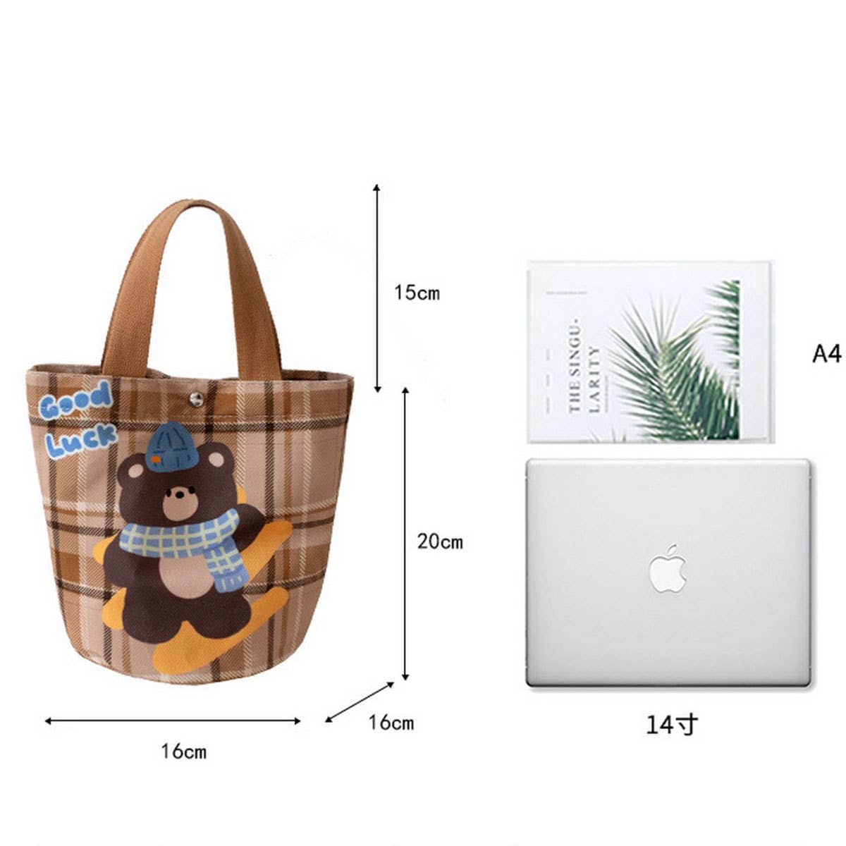CARTOON PLAID LUNCH BAG FOR MOMS WORK_CWAB5599