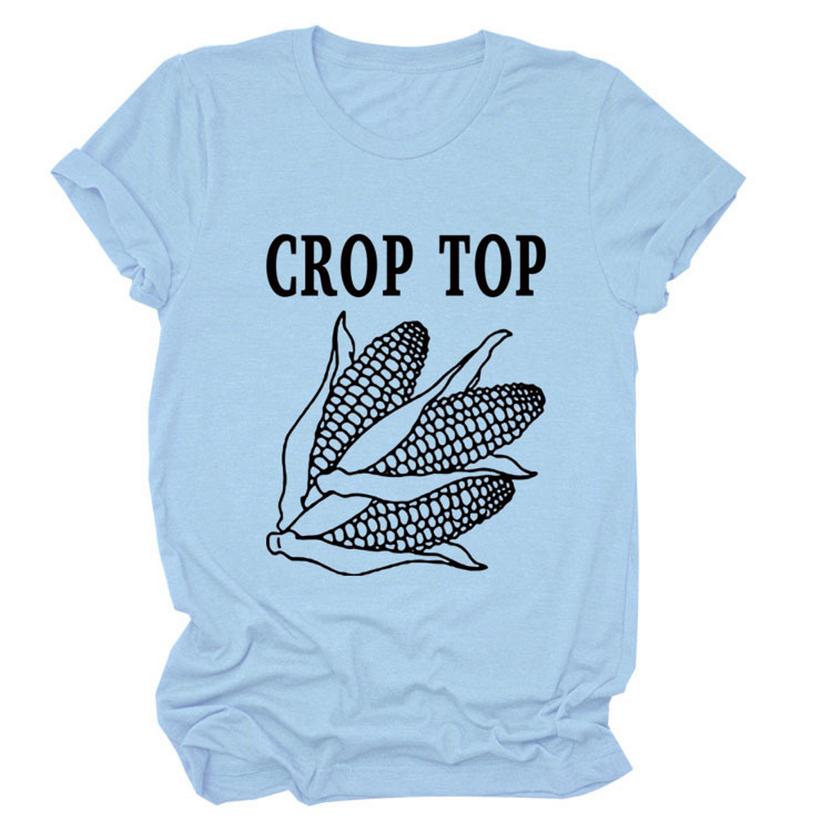 CORN LETTER PRINT TEE WOMEN S CASUAL T SHIRT_CWTTS1502