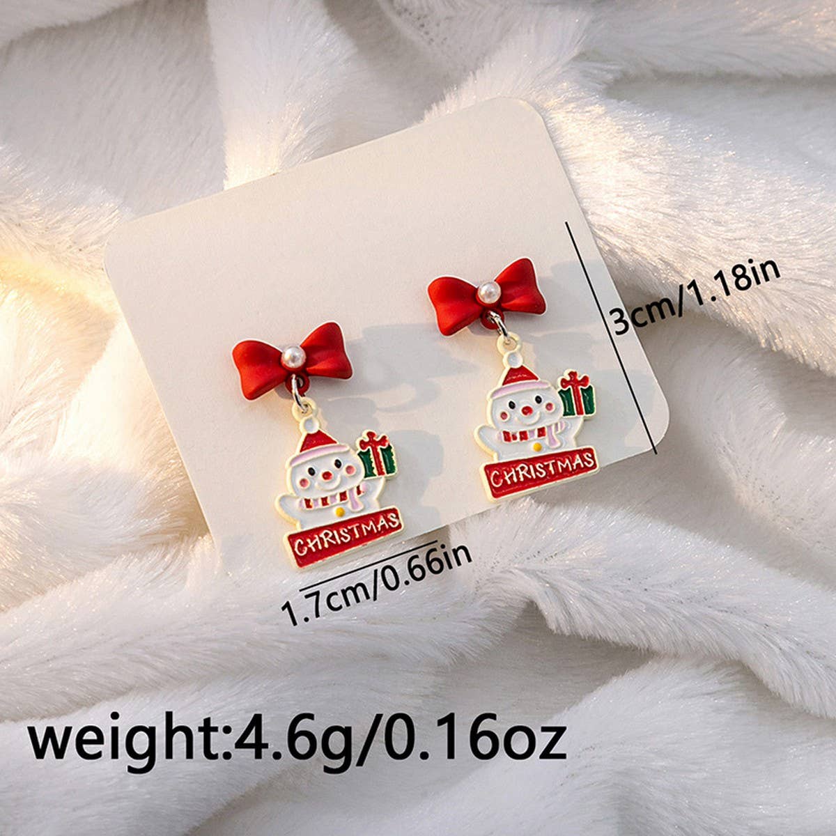 CHRISTMAS ELK BELL BOW ASYMMETRICAL EARRINGS_CWAJE1831