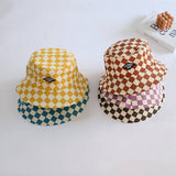 STYLISH CHILDRENS TRAVEL CHECKERBOARD BUCKET HAT_CWAH2857