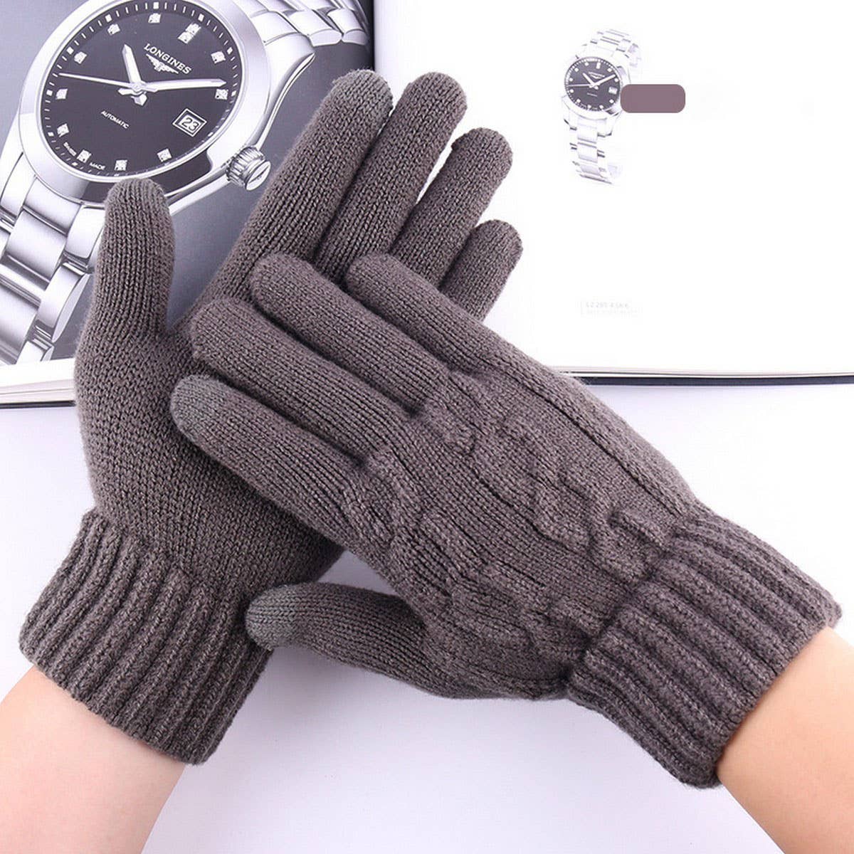 NEW MENS COLD PROOF KNITTED TOUCHSCREEN GLOVES_CWAG0394