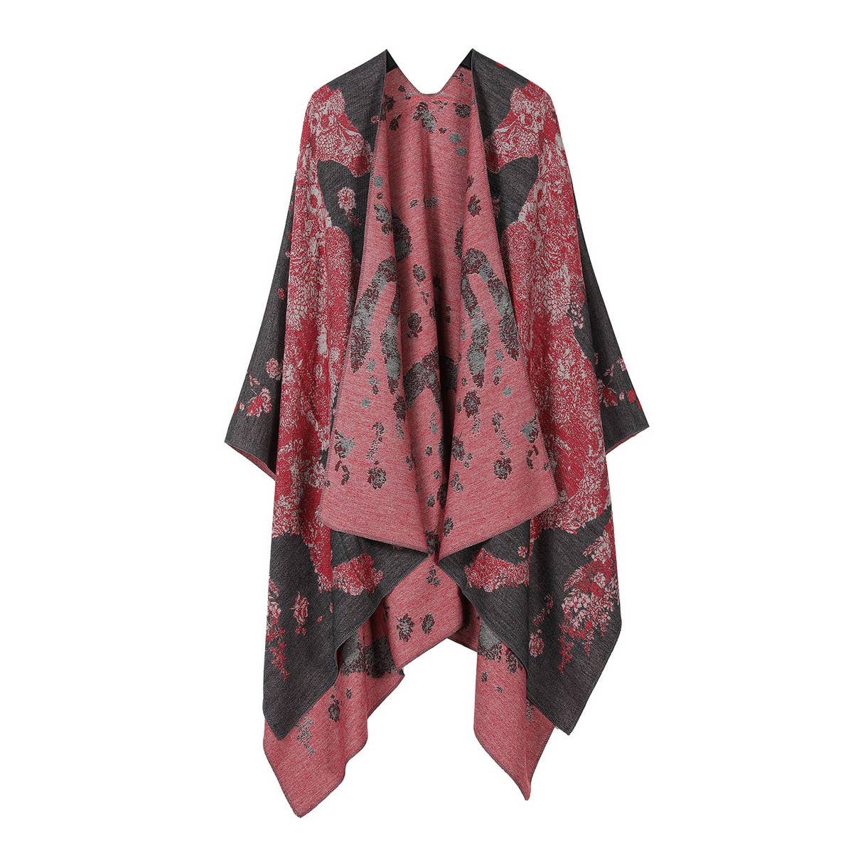 HORSE PATTERN SHAWL VERSATILE JACQUARD SLIT CAPE_CWASC2255