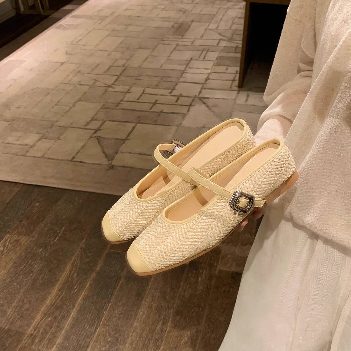 5CM WEDGE STRAW SLIDE SANDALS FOR VACATION_CWSHF0158