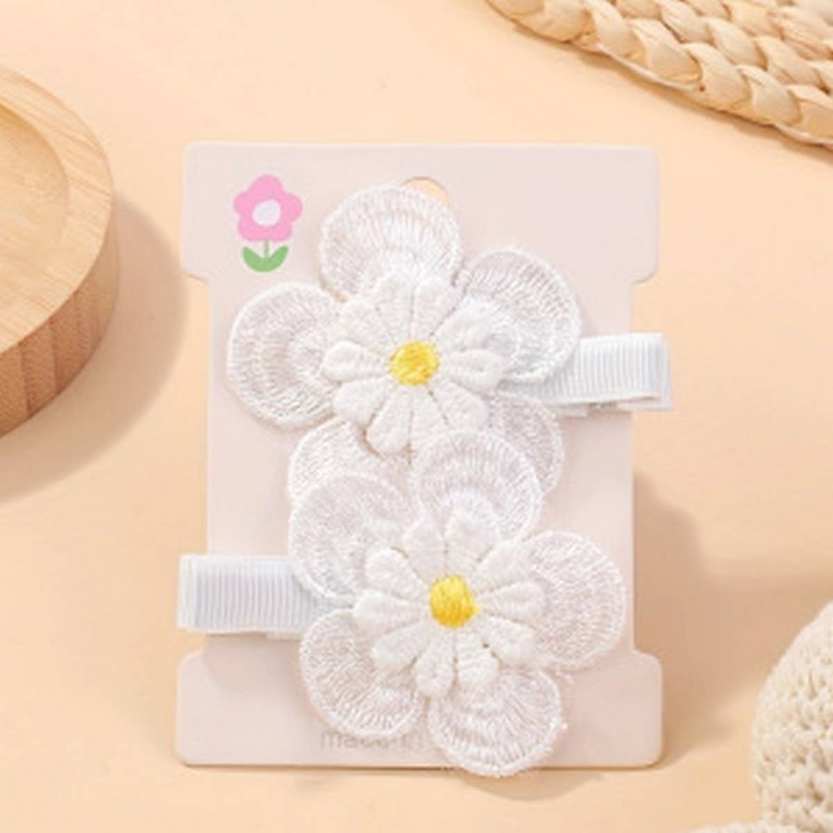 FRESH DAISY HAIR CLIP SET HANDMADE FABRIC CLIPS_CWAHA6712